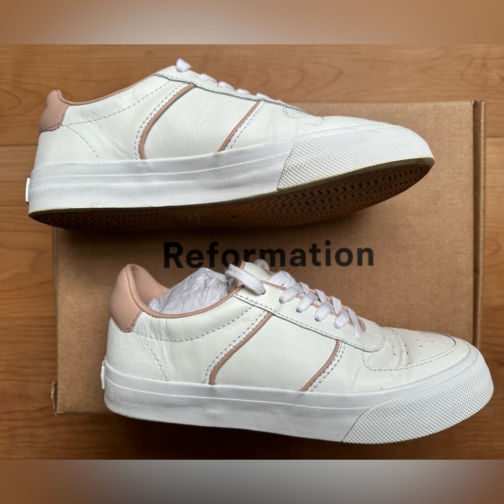 Reformation The Harlow Sneaker, White/Serenade, Size 6 - Picture 7 of 10